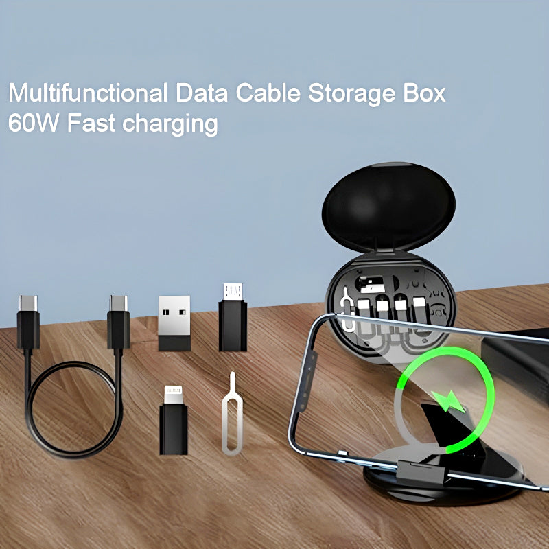 60W Multifunctional Fast Charging Data Cable Set – Portable 5-in-1 Charging Solution