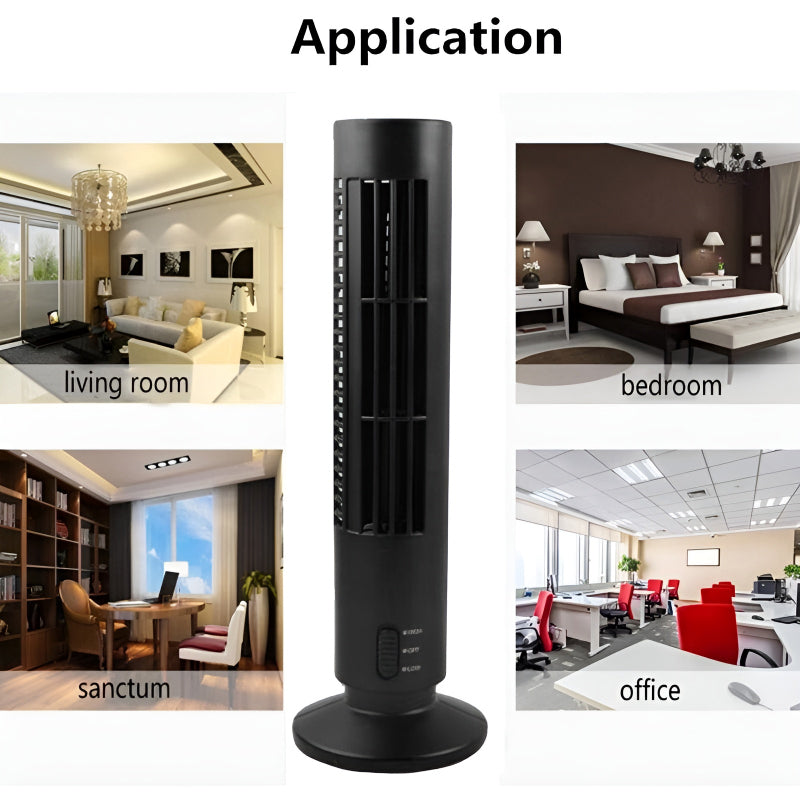 CoolWave USB Vertical Bladeless Tower Fan – Mini Air Conditioner, Quiet Cooling Fan for Home, Office, and Desktop