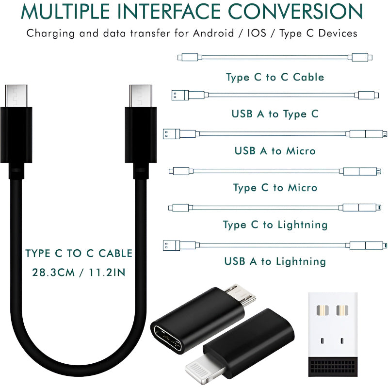 60W Multifunctional Fast Charging Data Cable Set – Portable 5-in-1 Charging Solution