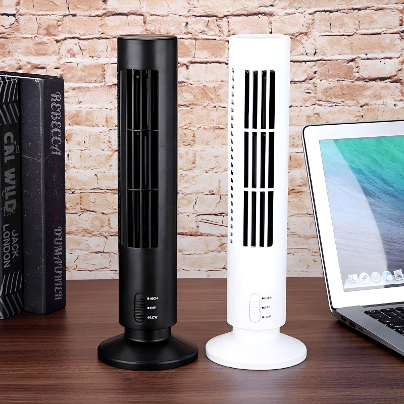 CoolWave USB Vertical Bladeless Tower Fan – Mini Air Conditioner, Quiet Cooling Fan for Home, Office, and Desktop