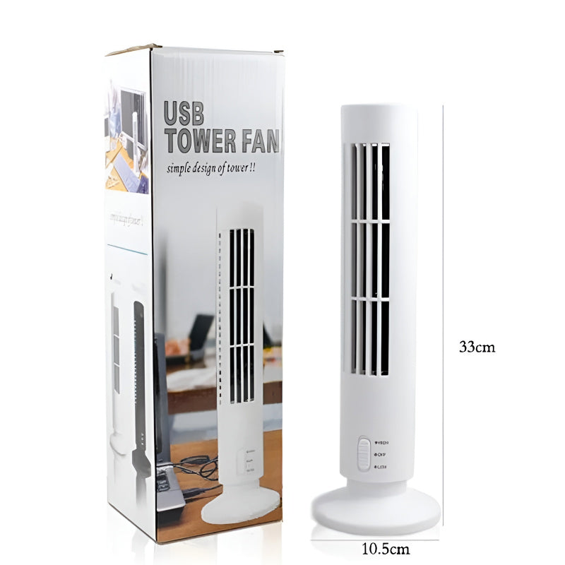 CoolWave USB Vertical Bladeless Tower Fan – Mini Air Conditioner, Quiet Cooling Fan for Home, Office, and Desktop