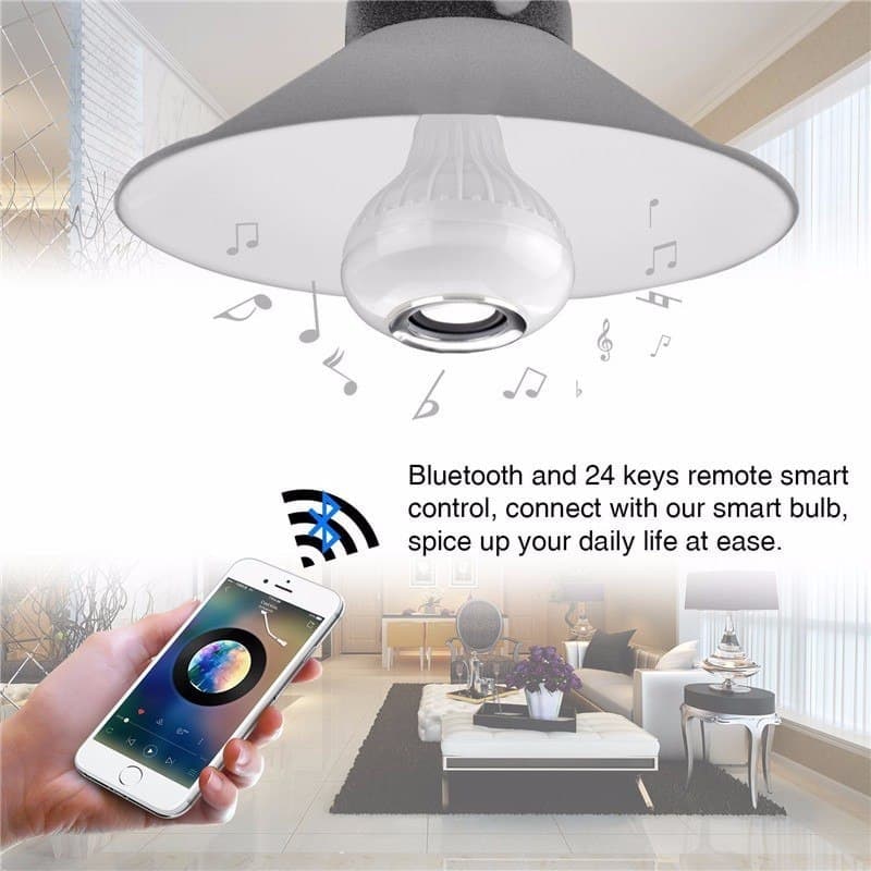 Wireless Bluetooth Speaker 12W RGB Bulb Lamp Smart Led Music Player Audio With Remote Control