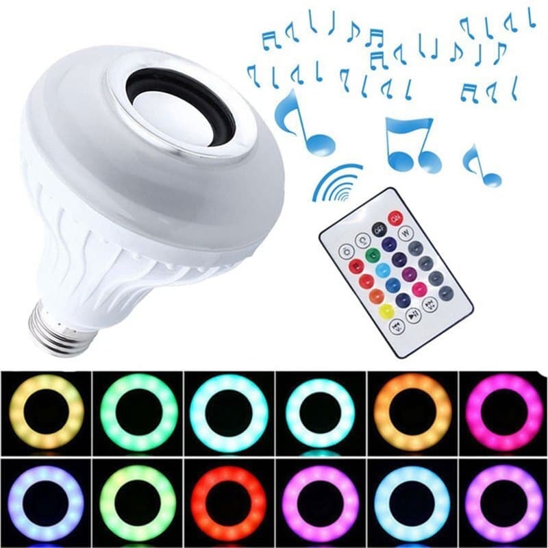 Wireless Bluetooth Speaker 12W RGB Bulb Lamp Smart Led Music Player Audio With Remote Control