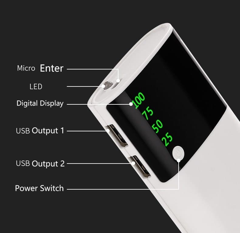 20000mah Powerbank LED Lighting Display External Battery Portable Charger