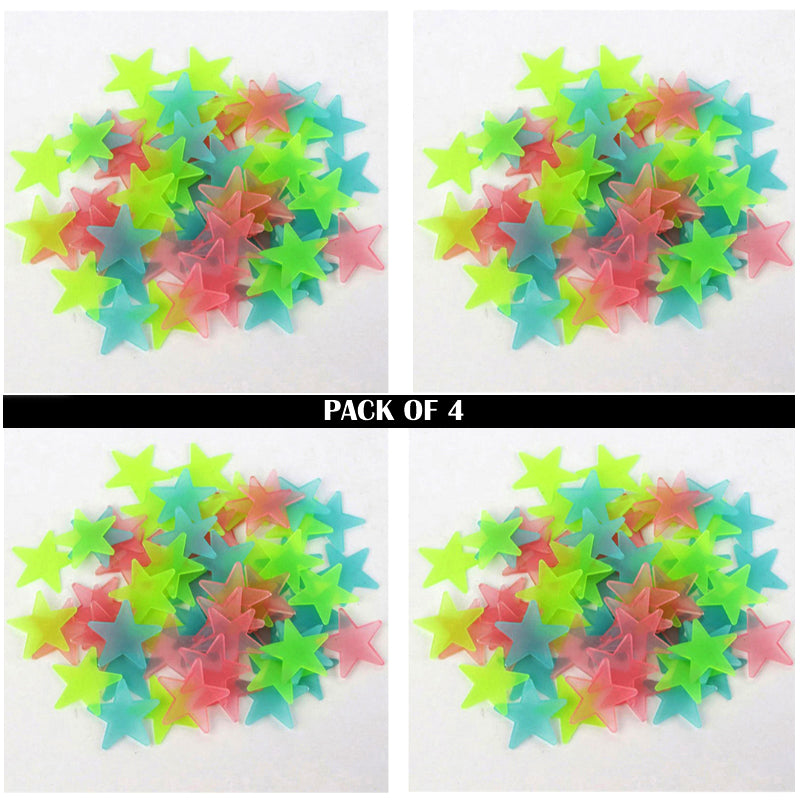 Stars Wall Stickers Pack Of 4 x 100 Pcs Glow In The Dark