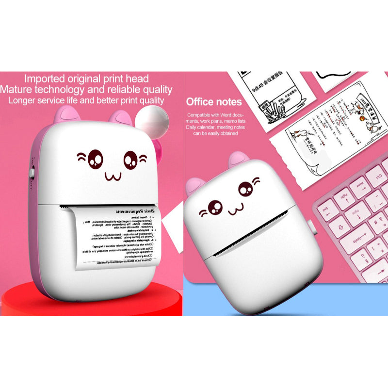 Mini Portable Pocket Size 57mm Wireless Bluetooth Cute Cat Shape Printer