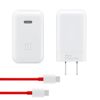 OnePlus 65W Warp Charge Power Adapter with Type-C to Type-C Fast Charging Cable