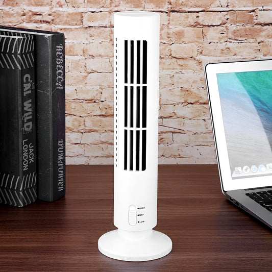 CoolWave USB Vertical Bladeless Tower Fan – Mini Air Conditioner, Quiet Cooling Fan for Home, Office, and Desktop