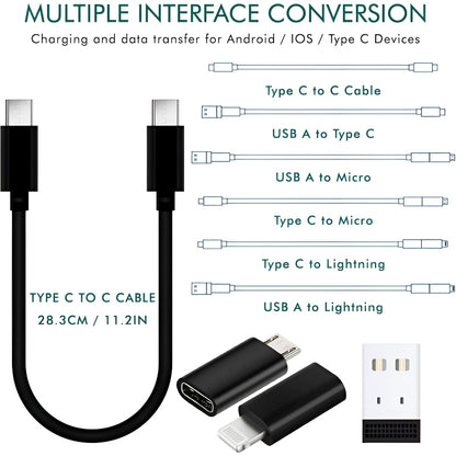 60W Multifunctional Fast Charging Data Cable Set – Portable 5-in-1 Charging Solution