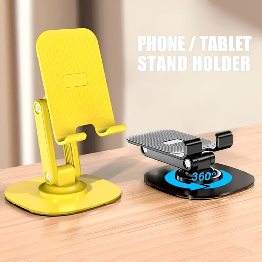 Phone Tablet Stand – 360° Rotation, Weighted Alloy Base and Anti-Shake Design S118 Collapsible Telescopic