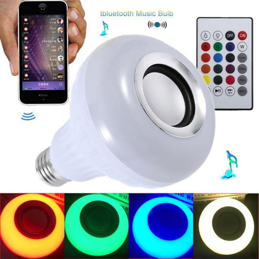 Wireless Bluetooth Speaker 12W RGB Bulb Lamp Smart Led Music Player Audio With Remote Control