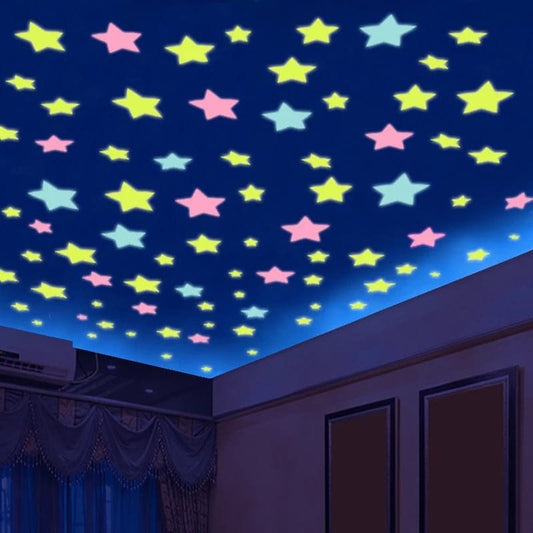 Stars Wall Stickers Pack Of 4 x 100 Pcs Glow In The Dark