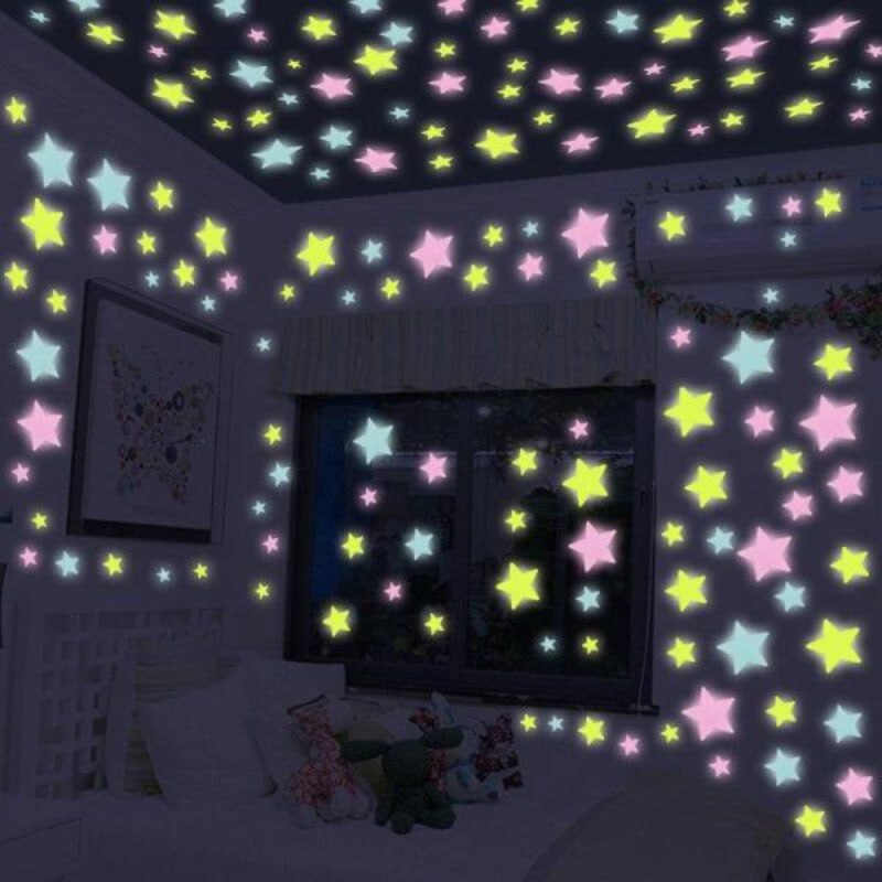 Stars Wall Stickers Pack Of 4 x 100 Pcs Glow In The Dark