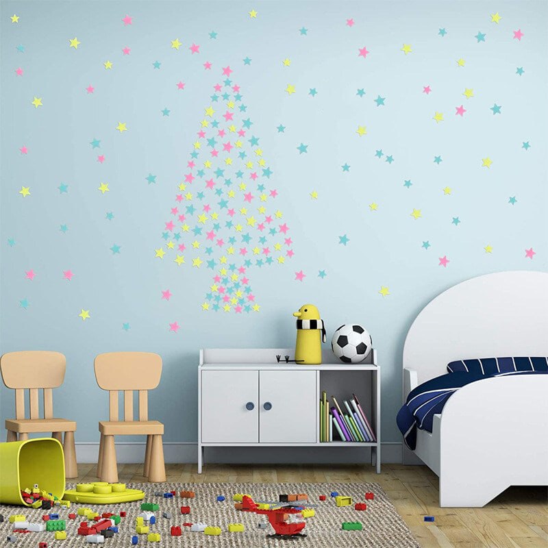 Stars Wall Stickers Pack Of 4 x 100 Pcs Glow In The Dark