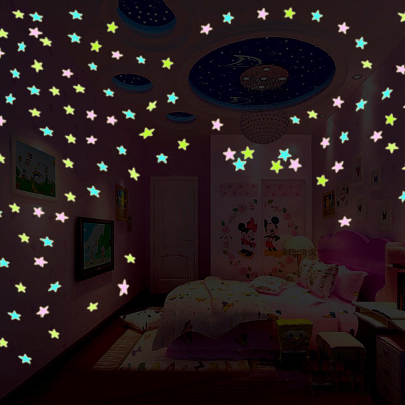 Stars Wall Stickers Pack Of 4 x 100 Pcs Glow In The Dark