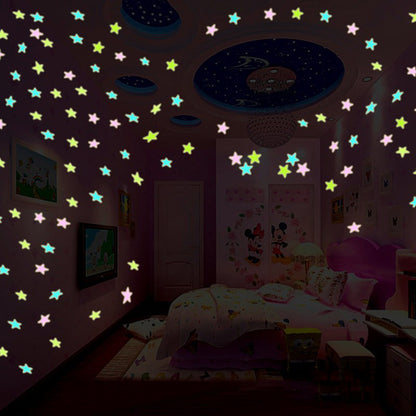 Stars Wall Stickers Pack Of 4 x 100 Pcs Glow In The Dark